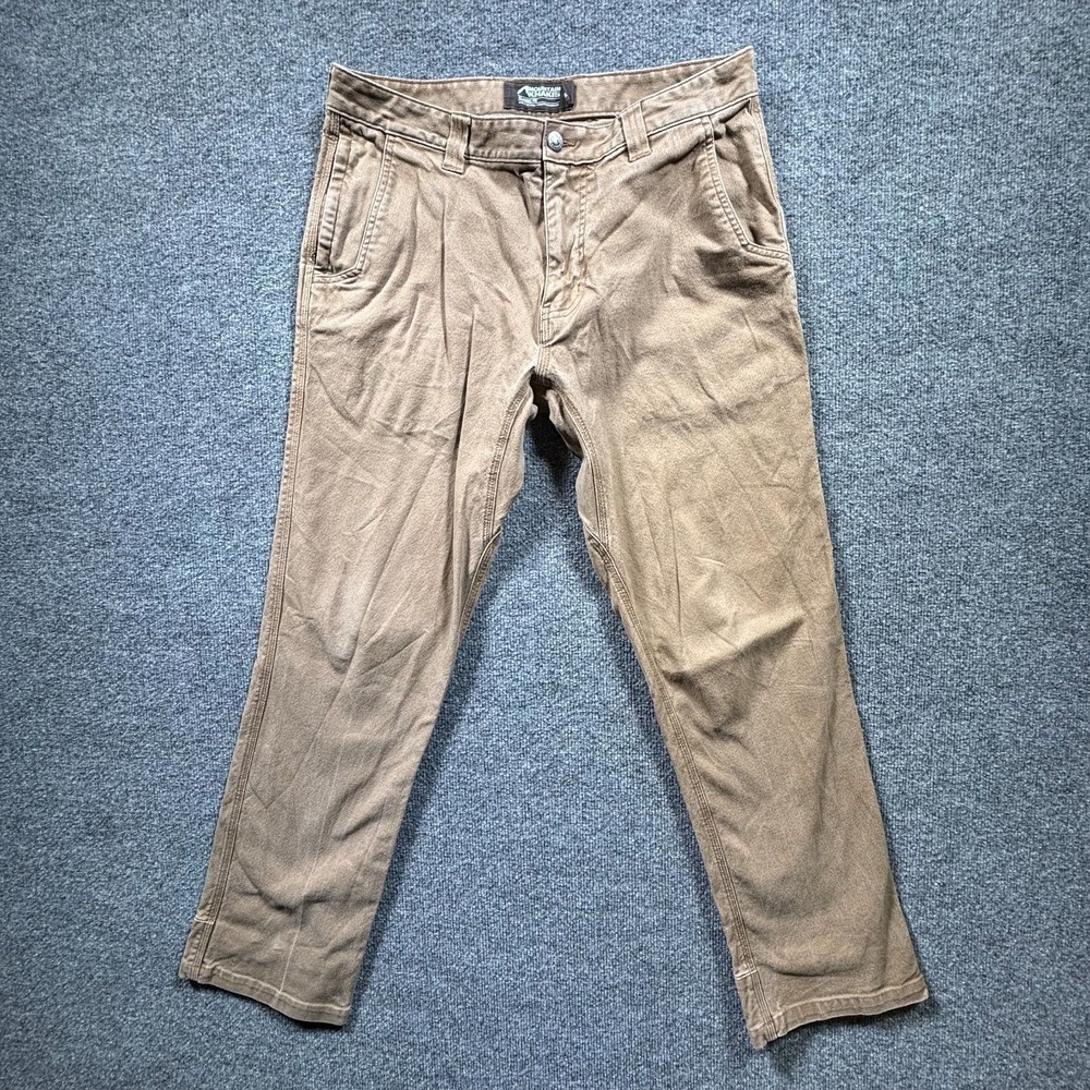 Mountain Khakis Pants Men's 34x32 Brown Cotton Canvas Straight Workwear Stretch